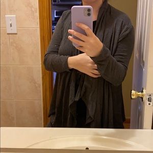 long gray cardigan
